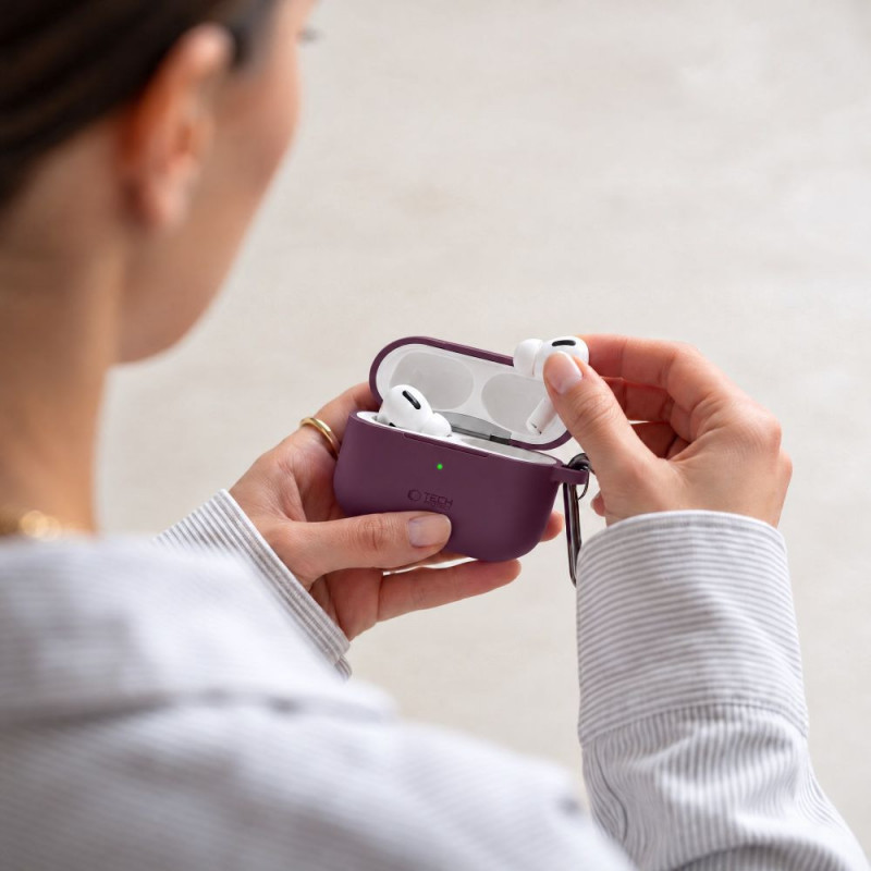 Tech-Protect Silicone Hook THP6103 etui na etui ładujące Apple AirPods Pro 3, Burgundy