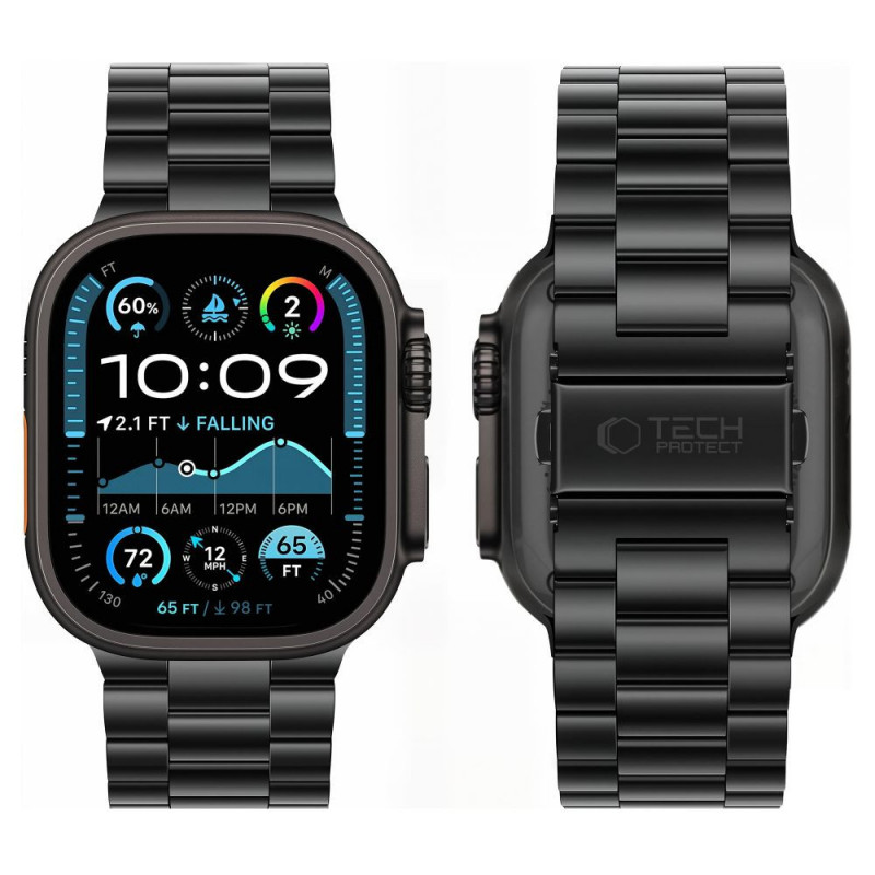 Tech-Protect Stainless THP6099 bransoleta ze stali nierdzewnej do Apple Watch 8 / 9 / 10 / 11 / 12 / SE / Ultra 44/45/46/49 mm, czarna
