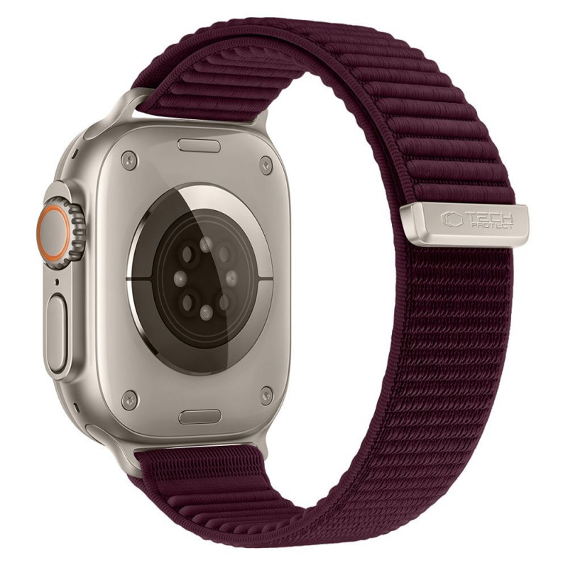 Tech-Protect Nylonloop pasek do Apple Watch 8 / 9 / 10 / 11 / 12 / SE / Ultra 44/45/46/49 mm, Deep Burgundy
