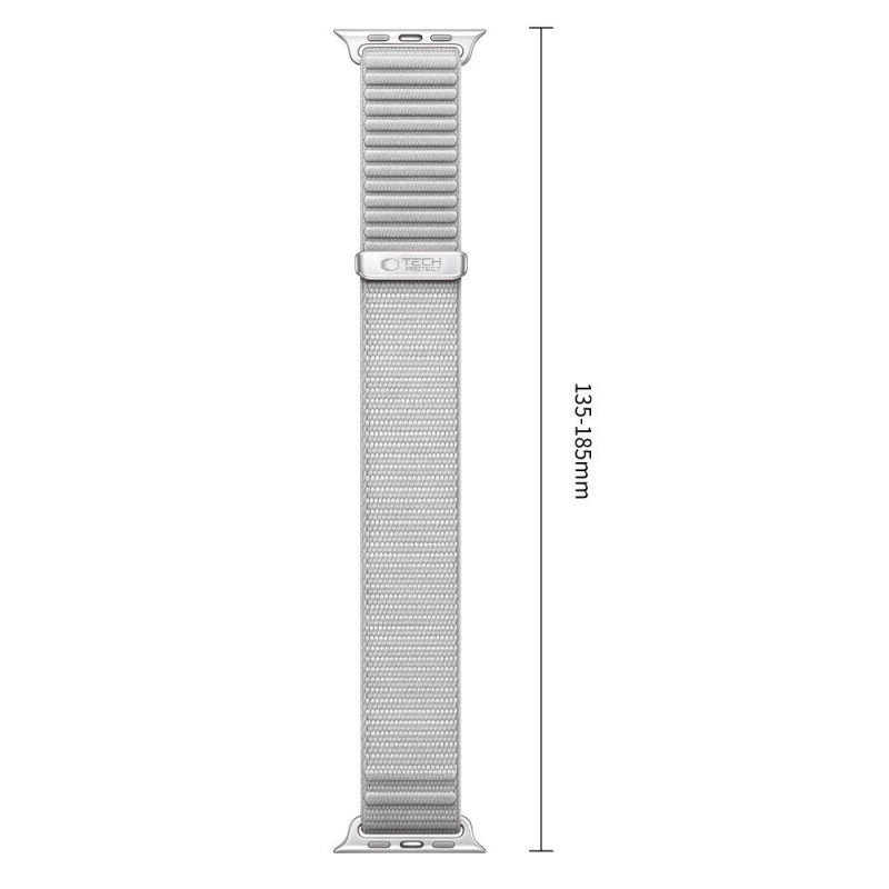 Pasek do zegarka Tech-Protect Nylonloop Apple Watch 8 / 9 / 10 / 11 / 12 / SE / Ultra 44/45/46/49 mm, jasnoszary
