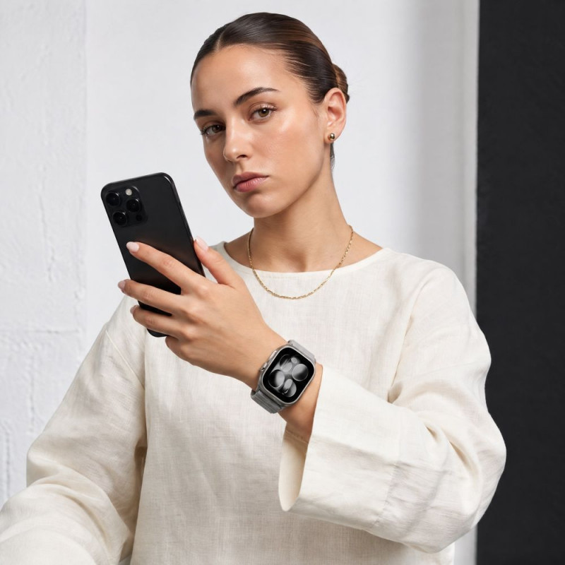 Pasek do zegarka Tech-Protect Nylonloop Apple Watch 8 / 9 / 10 / 11 / 12 / SE / Ultra 44/45/46/49 mm, jasnoszary