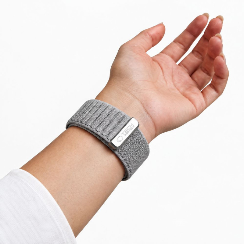 Pasek do zegarka Tech-Protect Nylonloop Apple Watch 8 / 9 / 10 / 11 / 12 / SE / Ultra 44/45/46/49 mm, jasnoszary