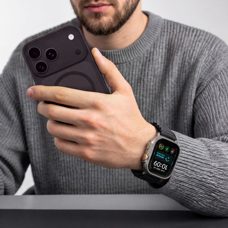 Tech-Protect Nylon Pro pasek do Apple Watch 8 / 9 / 10 / 11 / 12 / SE / Ultra 44/45/46/49 mm, czarny