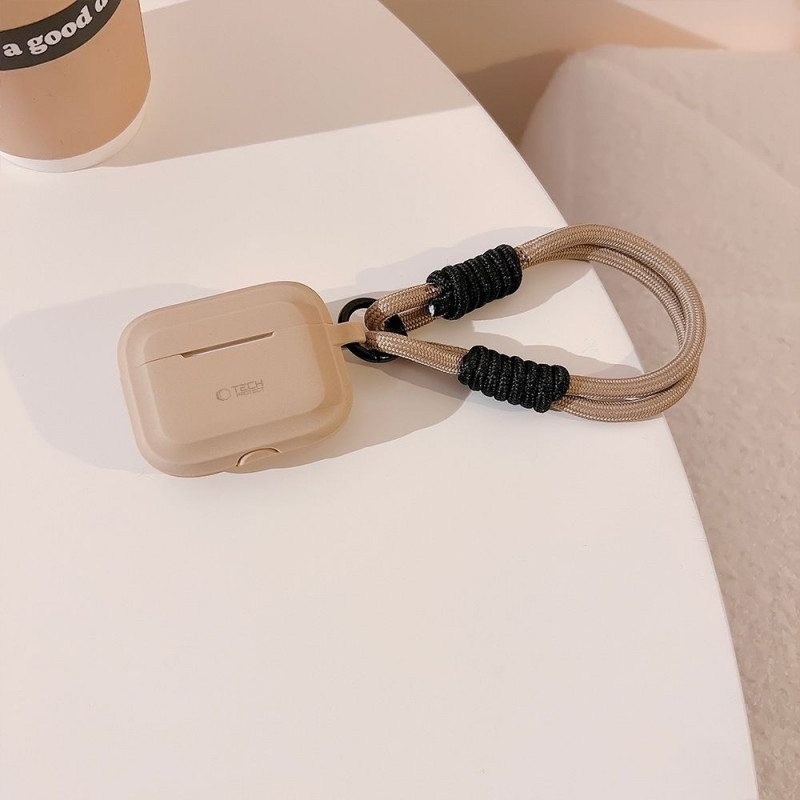 Etui Tech-Protect Silicone Rope na Apple AirPods Pro 1 / 2, Cafe Latte