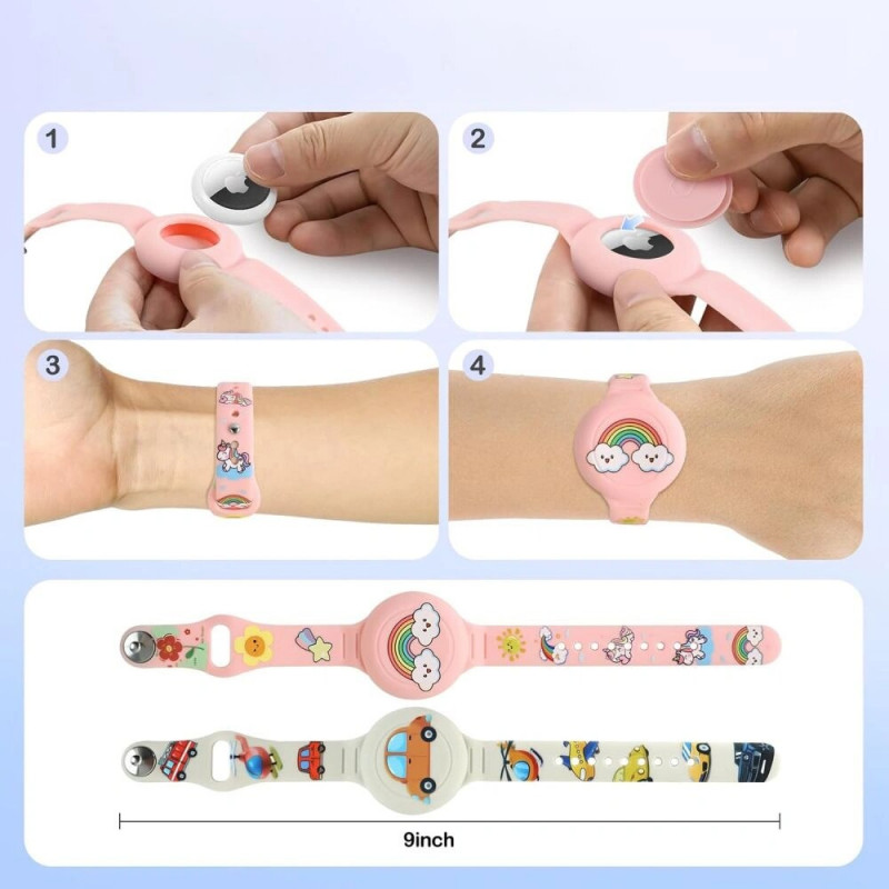 Tech-Protect Smooth Band dla dzieci opaska na rękę do Apple AirTag 1 / 2, Colorful (2 szt.)