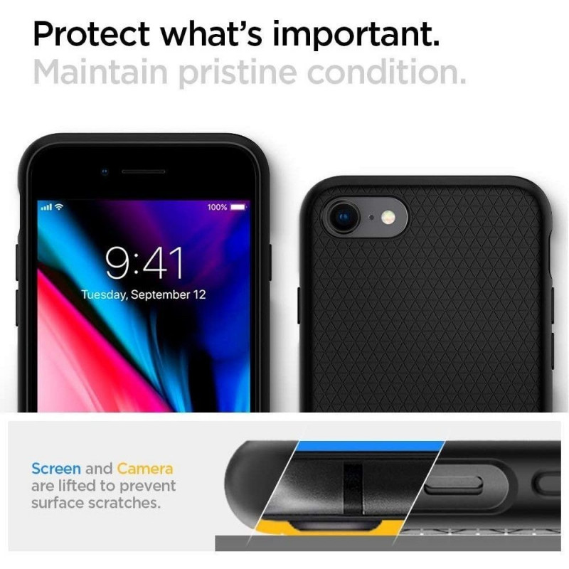 Etui Spigen Liquid Air dla Apple iPhone SE 2022 / SE 2020 / 8 / 7, czarne