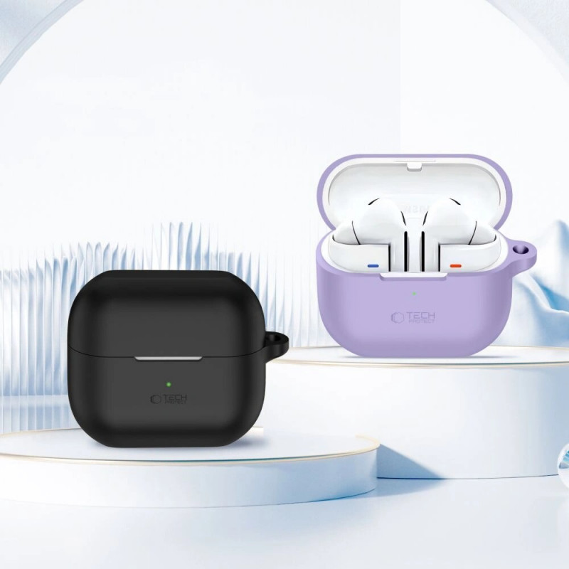 Tech-Protect Silikonowe etui z haczykiem do Samsung Galaxy Buds 3 / 3 FE / 3 Pro, lawendowy