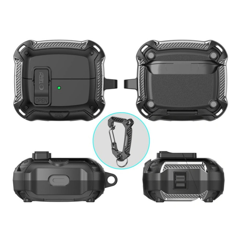 Etui pancerny Tech-Protect Carbonox MagSafe THP4736 do Samsung Galaxy Buds 3 / 3 FE / 3 Pro, czarny