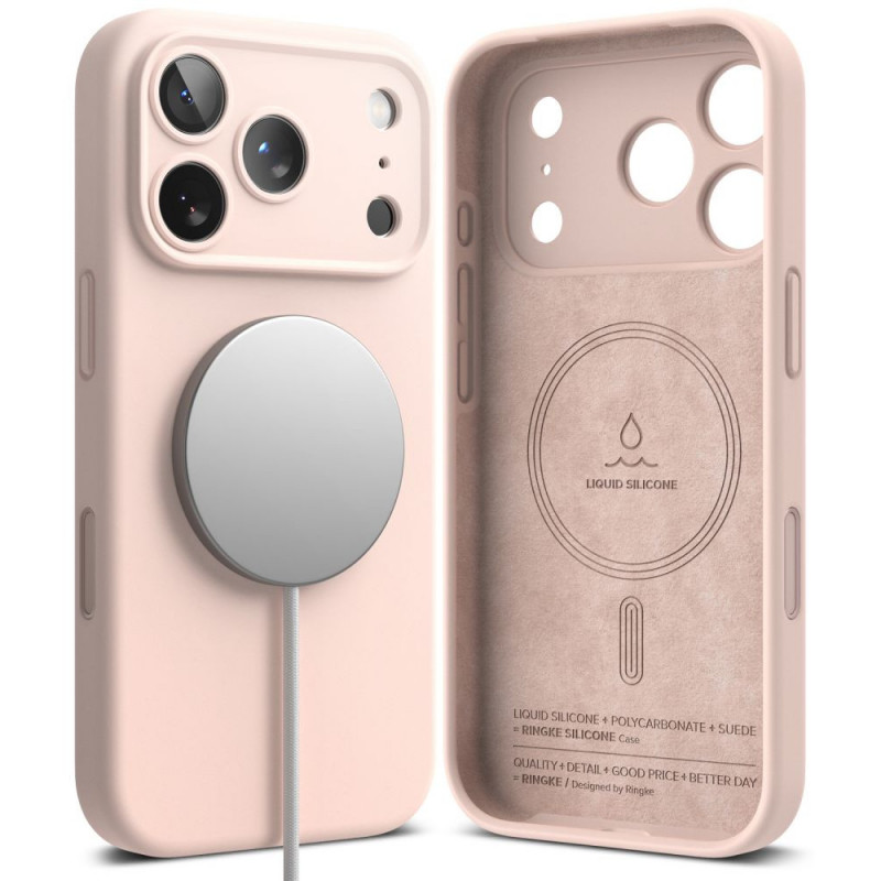 Etui silikonowe magnetyczne MagSafe Ringke dla Apple iPhone 18 Pro, Pink Sand