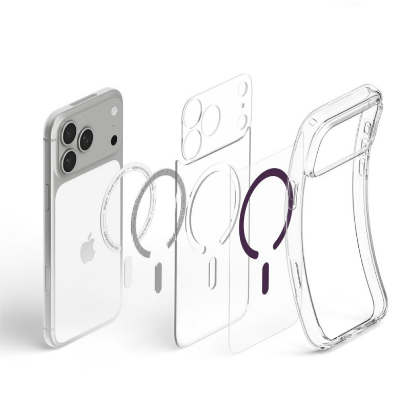 Etui Spigen Ultra Hybrid MagSafe do Apple iPhone 17 Pro / 18 Pro, przezroczysty/burgund