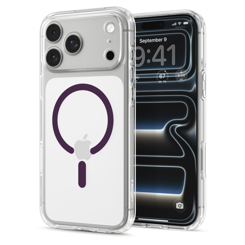 Etui Spigen Ultra Hybrid MagSafe do Apple iPhone 17 Pro Max / 18 Pro Max, przezroczysty/burgund