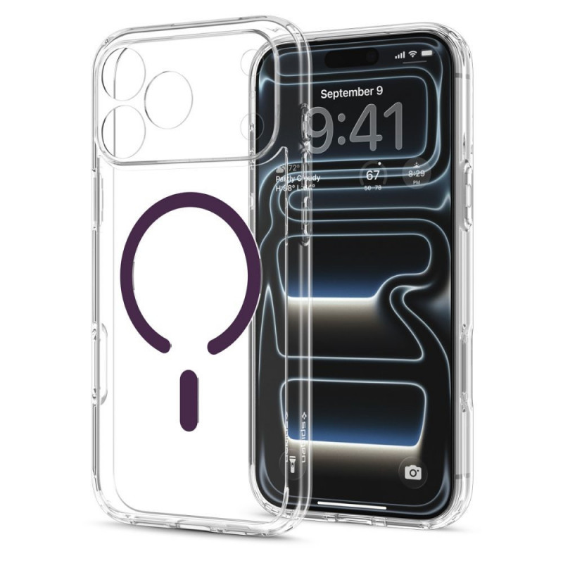 Etui Spigen Ultra Hybrid MagSafe do Apple iPhone 17 Pro Max / 18 Pro Max, przezroczysty/burgund