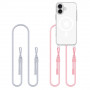 Etui Tech-Protect FlexAir Chain MagSafe do Apple iPhone 16, przezroczyste, z szarym i różowym smyczą