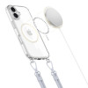 Etui Tech-Protect FlexAir Chain MagSafe do Apple iPhone 16, przezroczyste, z szarym i różowym smyczą