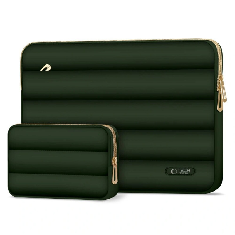 Etui na laptopa Tech-Protect Puffy 15-16" z torebką na akcesoria, Army Green