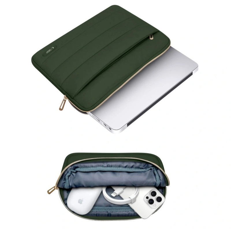 Etui na laptopa Tech-Protect Puffy 15-16" z torebką na akcesoria, Army Green