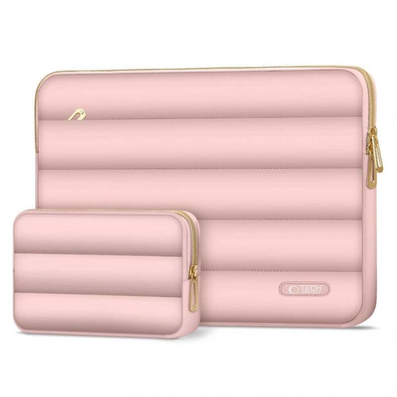 Etui na laptopa Tech-Protect Puffy 13-14" z torebką na akcesoria, Dusty Rose