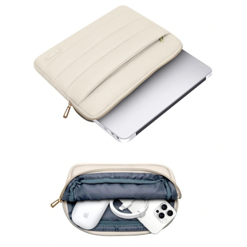 Etui na laptopa Tech-Protect Puffy 13-14" z torebką na akcesoria, Sand