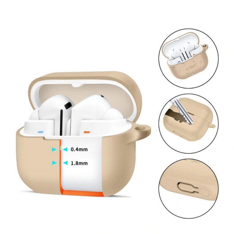 Tech-Protect etui silikonowe z zaczepem do Samsung Galaxy Buds 3 / 3 Pro, Cafe Latte