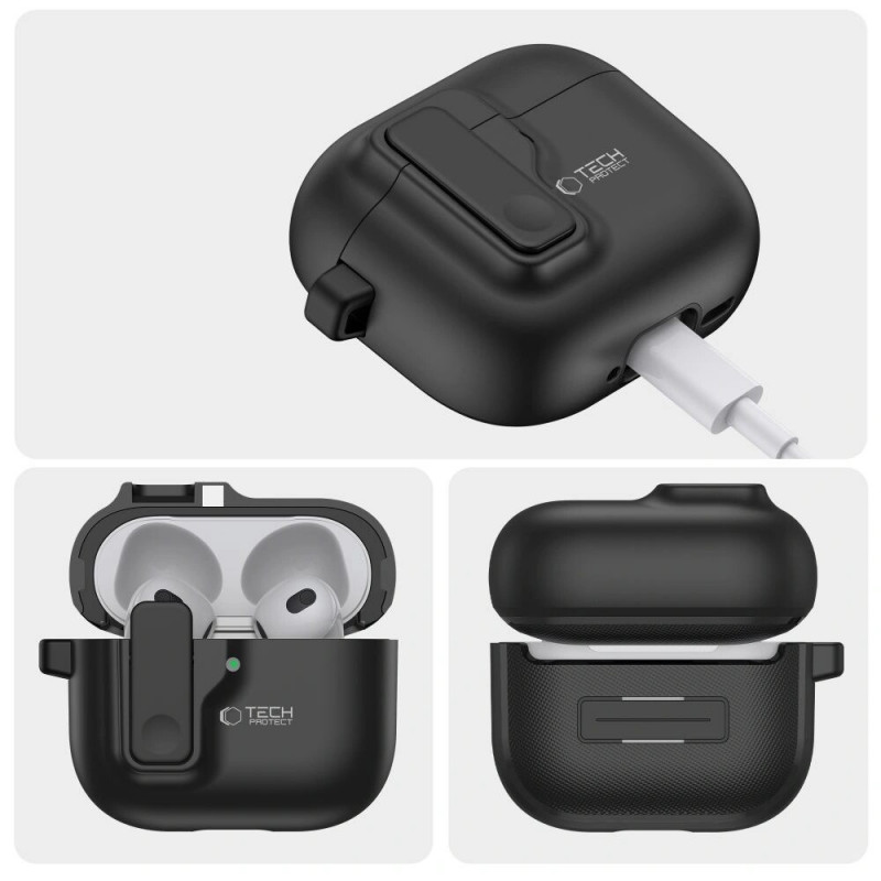 Etui Tech-Protect Slim Hook do Apple AirPods 4, czarne
