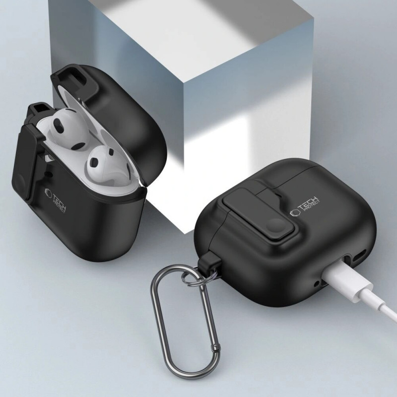 Etui Tech-Protect Slim Hook do Apple AirPods 4, czarne