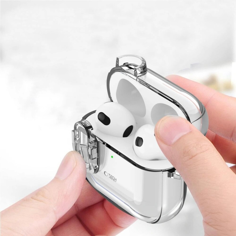 Etui Tech-Protect Slim Hook do Apple AirPods 4, Clear