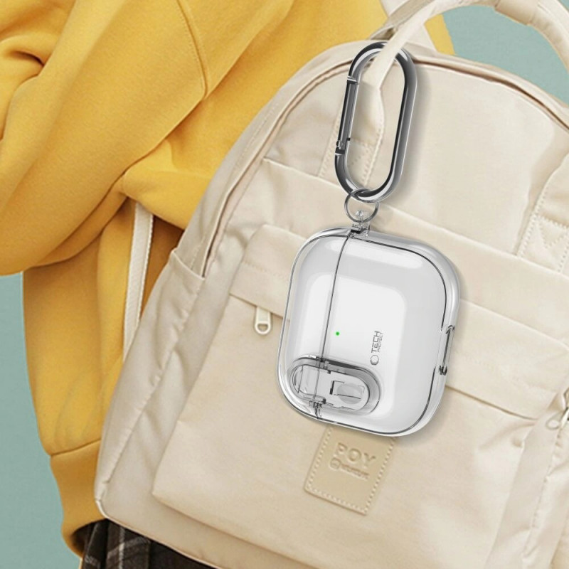 Etui Tech-Protect Slim Hook do Apple AirPods 4, Clear