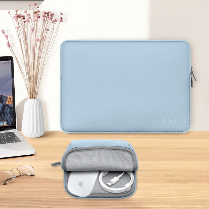 Etui na laptopa Tech-Protect NeoSlim 13-14" z torebką na akcesoria, Winter Blue