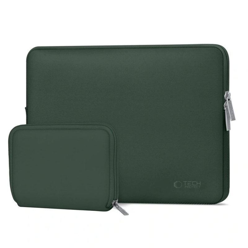 Etui na laptopa Tech-Protect NeoSlim 13-14" z torebką na akcesoria, Midnight Green