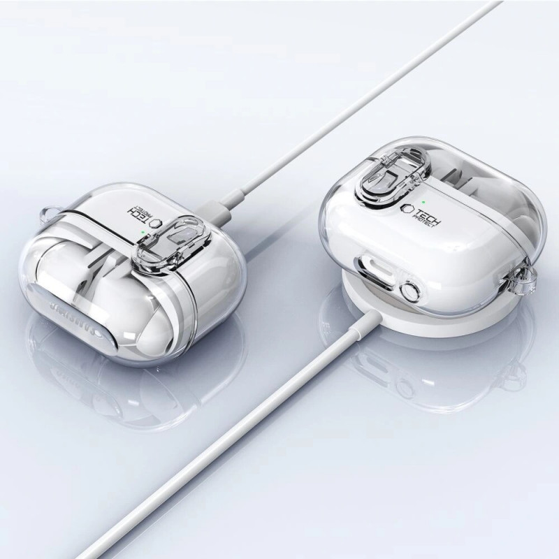 Etui Tech-Protect FlexAir z karabińczykiem do Samsung Galaxy Buds 3 / 3 Pro, przezroczyste