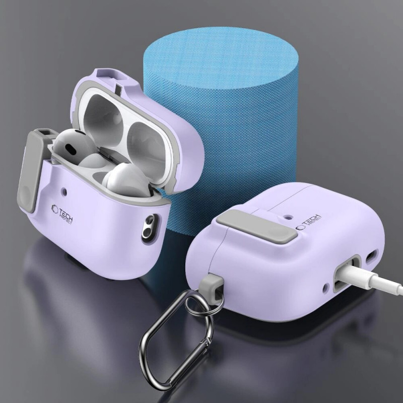 Etui Tech-Protect Slim Hook z karabińczykiem do Apple AirPods Pro 1 / 2, lawendowe