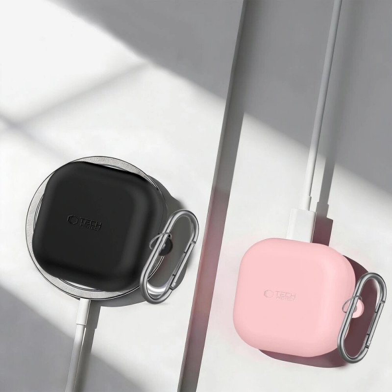 Tech-Protect Silicone Hook Case for Samsung Galaxy Buds 4 / 4 Pro, czarny