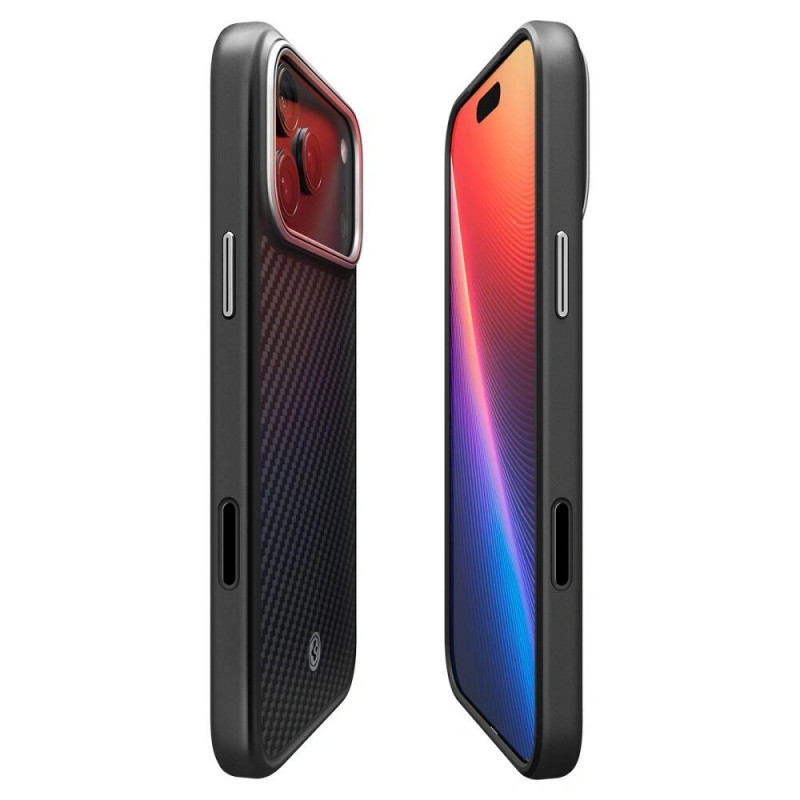 Etui MagSafe Spigen Enzo Aramid T Mag dla Apple iPhone 17 Pro Max / 18 Pro Max, Czarne/Srebrne