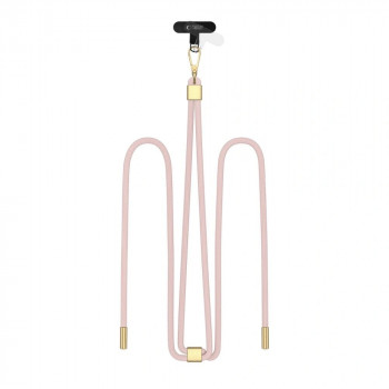 Pasek do telefonu Tech-Protect C2S Rope Crossbody, Baby Pink/złoty
