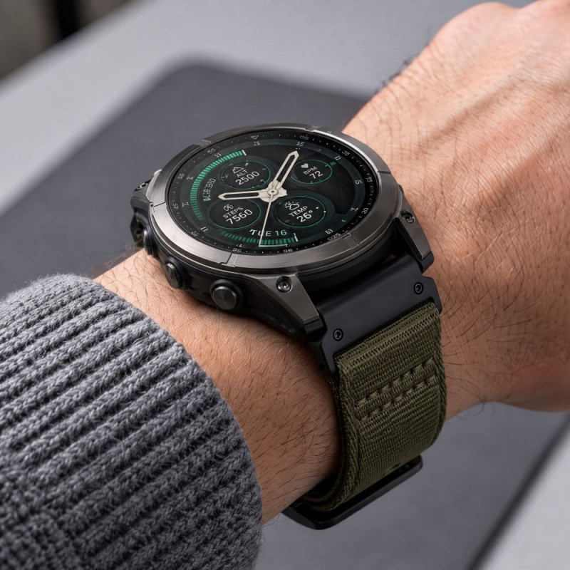 Pasek do zegarka Tech-Protect Nylon Classic do Garmin Fenix 5X / 5X Plus / 6X / 6X Pro / 7X / 8 / 8 Pro / 9 / 9 Pro 51 mm, Military Green