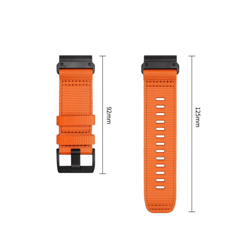 Tech-Protect Nylon Classic pasek do zegarka dla Garmin Fenix 5X / 5X Plus / 6X / 6X Pro / 7X / 8 / 8 Pro / 9 / 9 Pro 51 mm, Signal Orange