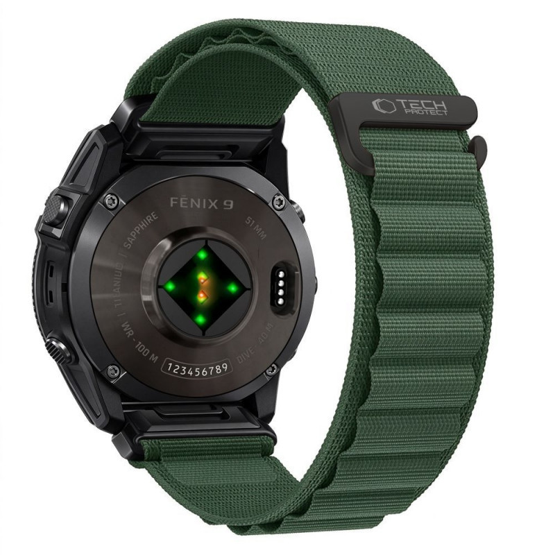 Pasek do zegarka Tech-Protect Nylon Pro do Garmin Fenix 5X / 5X Plus / 6X / 6X Pro / 7X / 8 / 8 Pro / 9 / 9 Pro (47 mm), military green