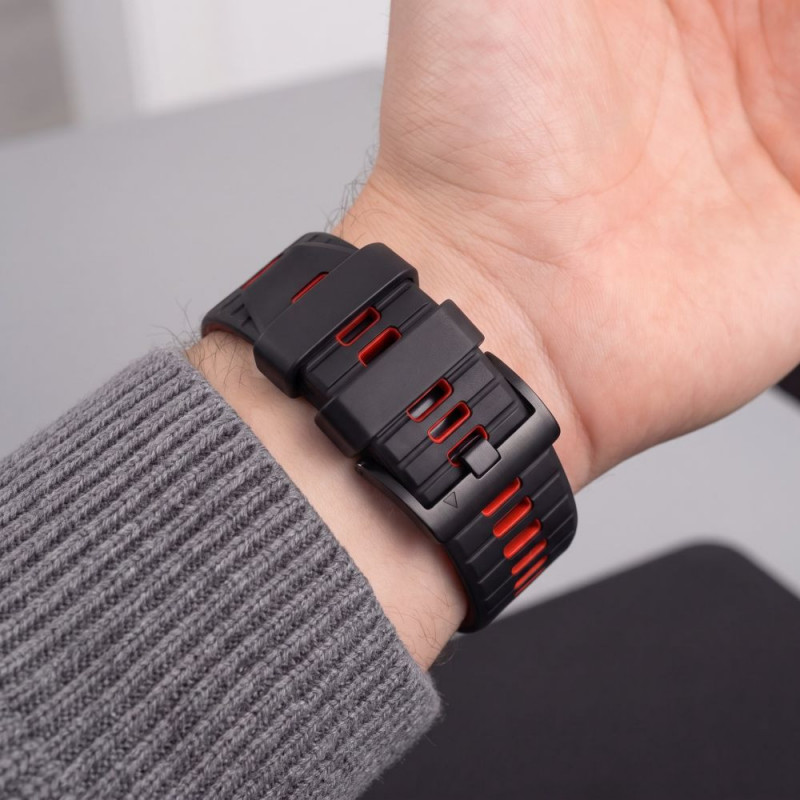 Pasek do zegarka Tech-Protect Iconband Pro do Garmin Fenix 5X / 5X Plus / 6X / 6X Pro / 7X / 8 / 8 Pro / 9 / 9 Pro (47 mm), czarny / czerwony