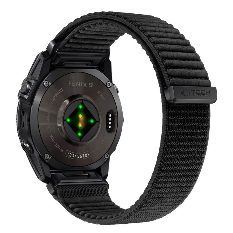 Pasek do zegarka Tech-Protect NylonLoop THP6104 do Garmin Fenix 5X / 5X Plus / 6X / 6X Pro / 7X / 8 / 8 Pro / 9 / 9 Pro (51 mm), czarny