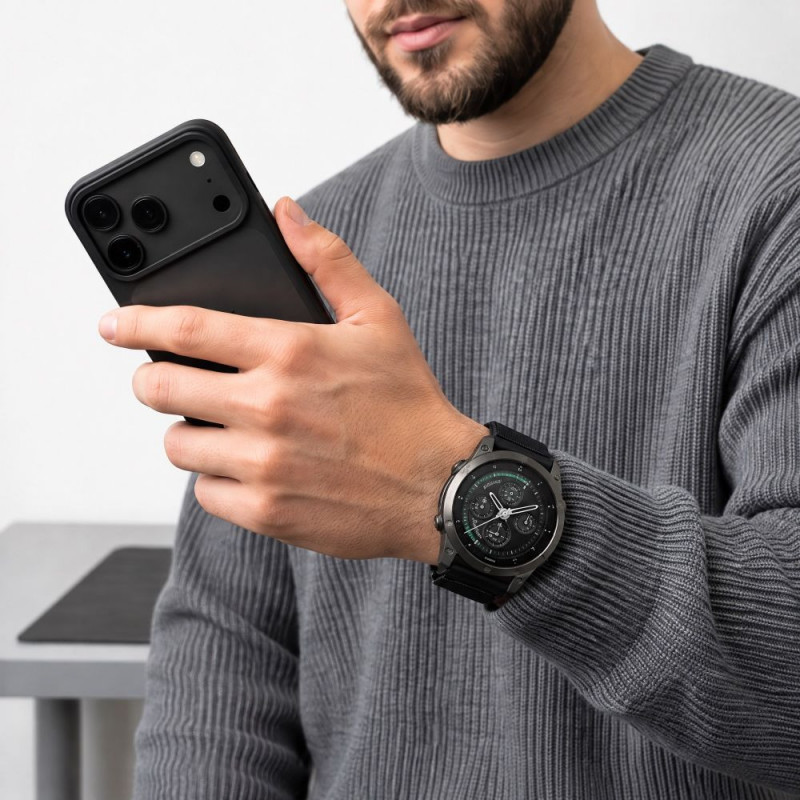 Pasek do zegarka Tech-Protect NylonLoop THP6104 do Garmin Fenix 5X / 5X Plus / 6X / 6X Pro / 7X / 8 / 8 Pro / 9 / 9 Pro (51 mm), czarny