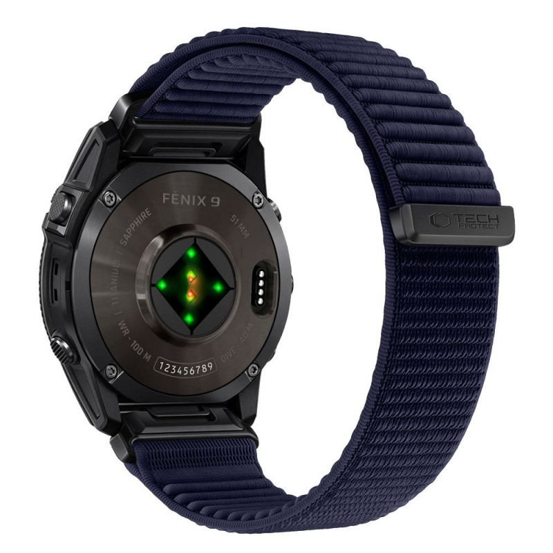Pasek do zegarka Tech-Protect NylonLoop THP6105 do Garmin Fenix 5X / 5X Plus / 6X / 6X Pro / 7X / 8 / 8 Pro / 9 / 9 Pro (51 mm), granatowy