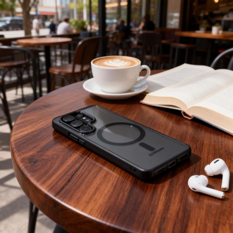 Etui Tech-Protect Magmat MagSafe do Samsung Galaxy S26 Ultra, czarno-przezroczyste