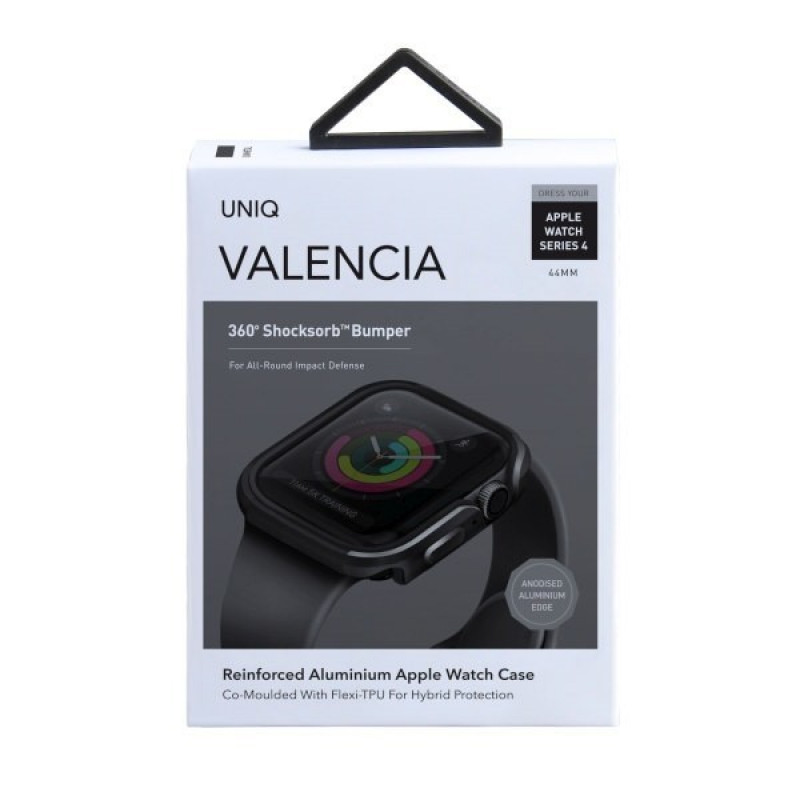 Etui ochronne UNIQ Valencia dla Apple Watch Series 4/5/6/SE 44 mm, Gunmetal Grey