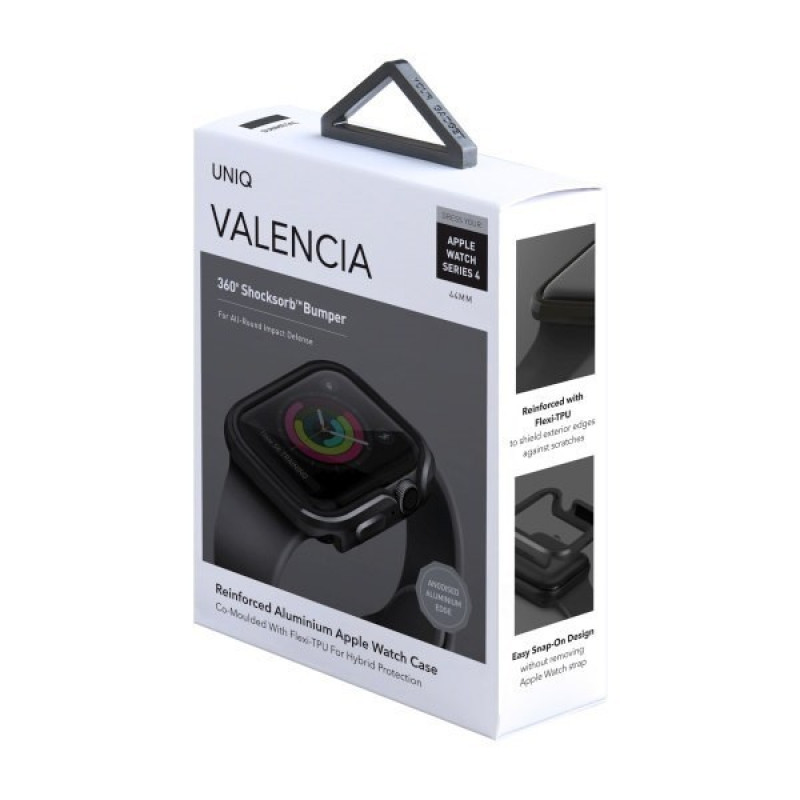Etui ochronne UNIQ Valencia dla Apple Watch Series 4/5/6/SE 44 mm, Gunmetal Grey