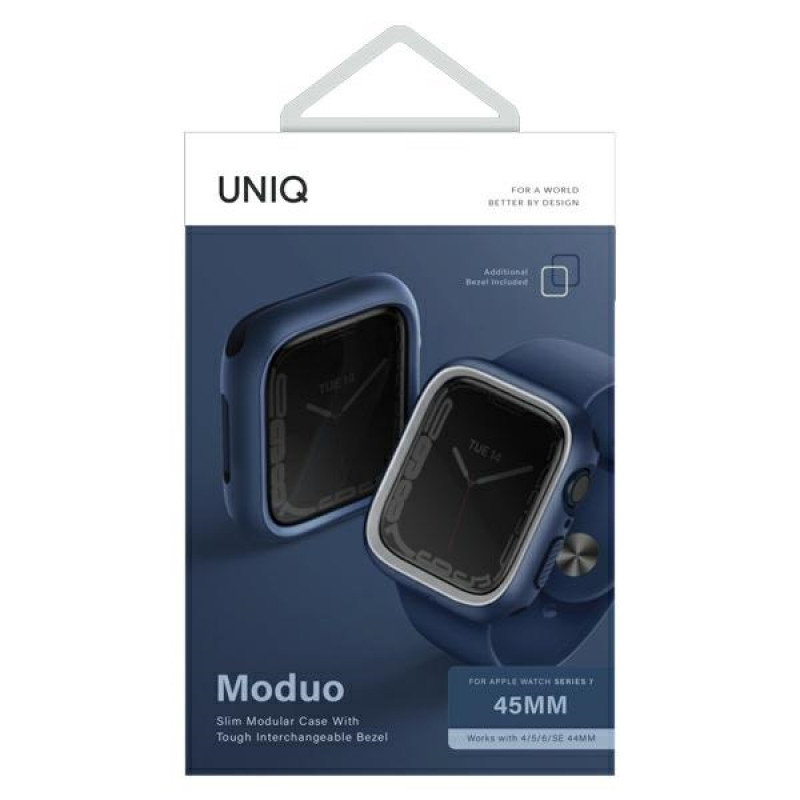 UNIQ Moduo etui do Apple Watch 4/5/6/7/8/9/SE 44/45 mm, niebiesko-szary
