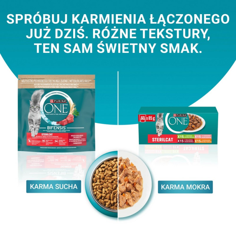 Purina ONE Sterilcat karma dla kotów, wołowina i marchewka, 60 x 85 g