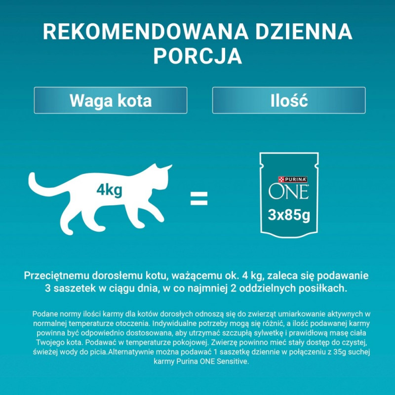 Purina ONE Sensitive karma dla kotów, kurczak i marchew, 60 x 85 g