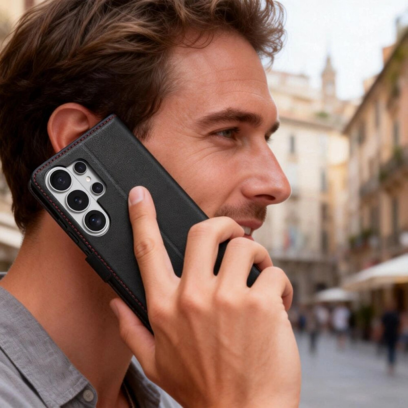 Etui portfelowe Tech-Protect do Samsung Galaxy S26 Ultra, czarno-czerwone