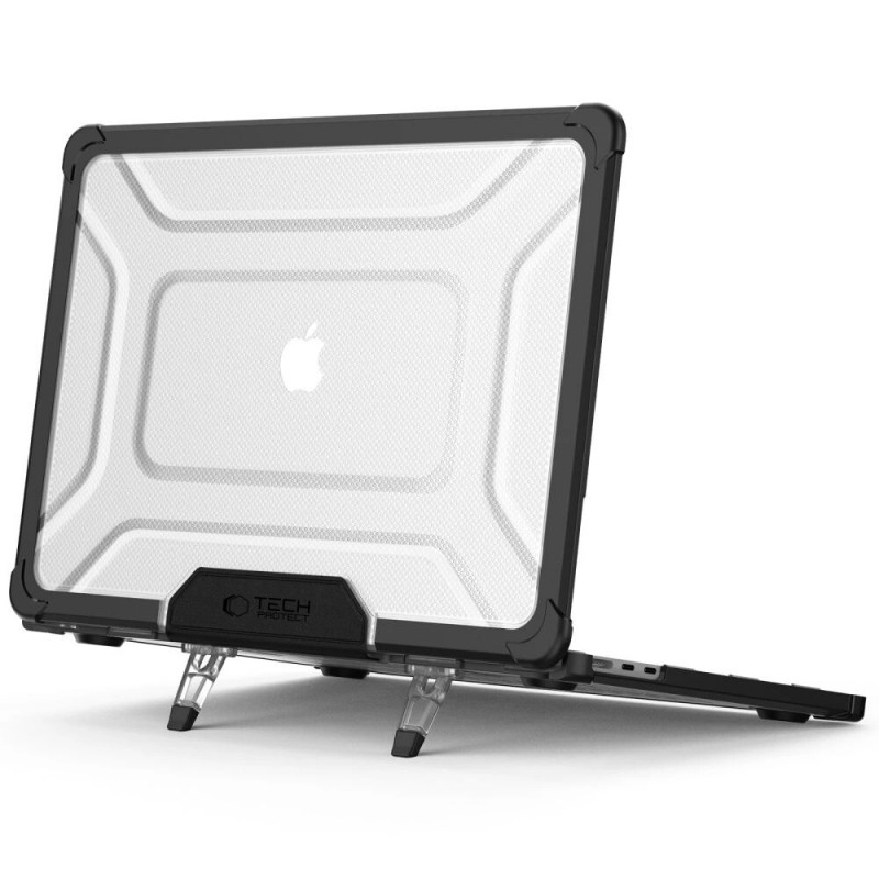 Etui Tech-Protect SmartShell Pro do Apple MacBook Air 13" (M2/M3/M4/M5) 2023-2025, czarno-przezroczyste