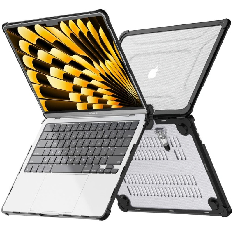 Etui Tech-Protect SmartShell Pro do Apple MacBook Air 13" (M2/M3/M4/M5) 2023-2025, czarno-przezroczyste